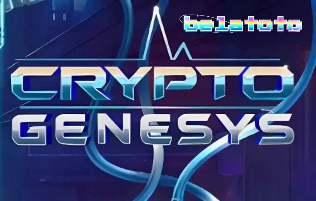 Tampilan visual slot Crypto Genesys dengan tema cyberpunk dan neon.